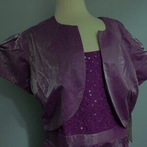 New W Tags Roamans 20W 2 Pc Dressy Dress and Short Jacket Plum Shimmer Plum